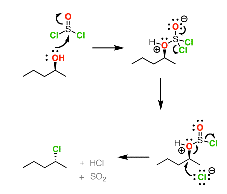 socl2 alcohols mechanism alkyl sn2 sni chlorides using socl pyridine secondary mech converting inversion through halides reagent chemistry organic versus